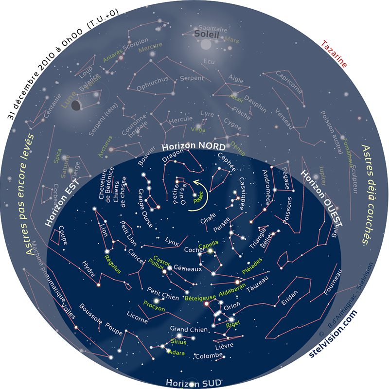 Carte du ciel de Tazzarine le 1° janvier 2010