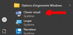 Acces clavier visuel menu demarrer