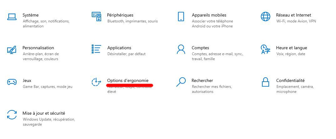 Installer langue arabe options ergonomie