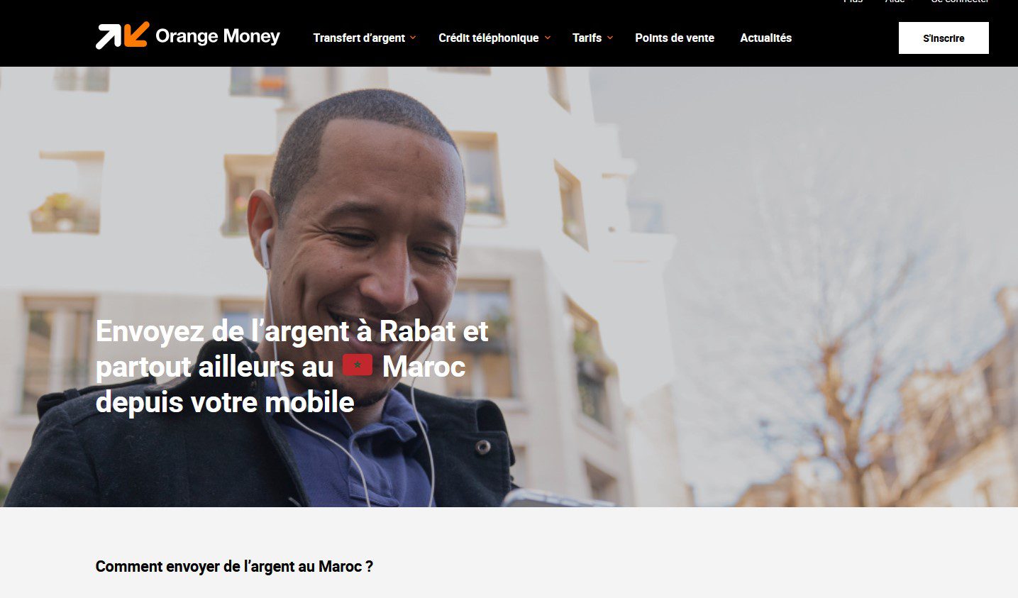 Capture ecran accueil orange money