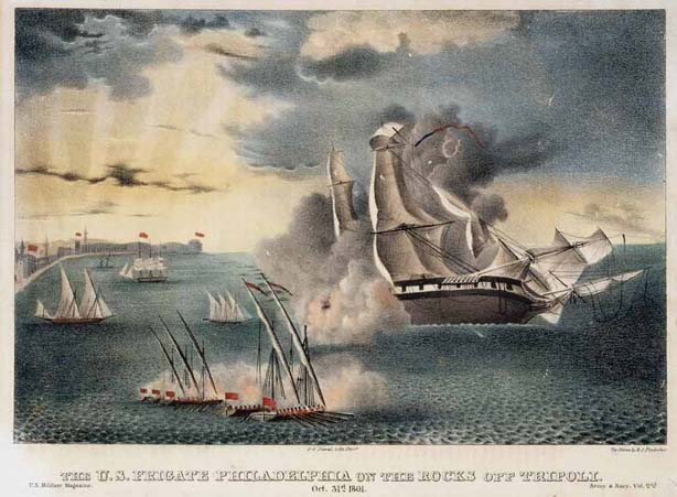 La frégate Philadelphia devant Tripoli