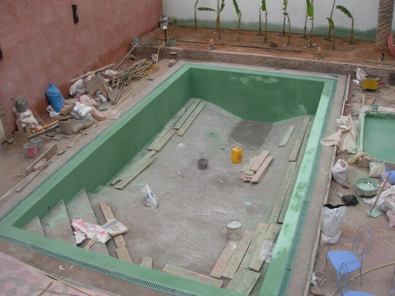 Construction de piscine dans un riad